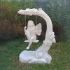 Statues & Sculptures Children|Fairies-Fairy on Swing 110cm Marble Resin Garden Ornament