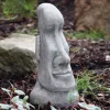 Statues & Sculptures Easter Island Heads-Female Easter Island Head Stone Garden Ornament