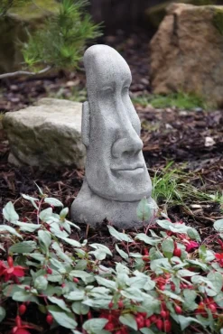 Statues & Sculptures Easter Island Heads-Female Easter Island Head Stone Garden Ornament