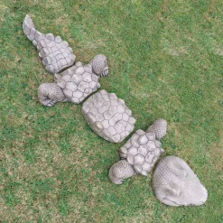 Statues & Sculptures Reptiles-Five Piece Crocodile Stone Garden Ornament