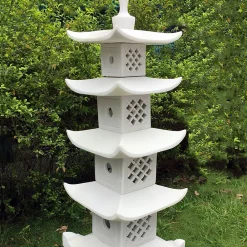 Statues & Sculptures Pagodas-Five Tier Japanese Pagoda Lantern Marble Garden Ornament