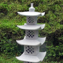 Statues & Sculptures Pagodas-Five Tier Japanese Pagoda Lantern Granite Garden Ornament