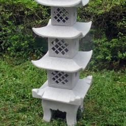 Statues & Sculptures Pagodas-Five Tier Japanese Pagoda Lantern Granite Garden Ornament