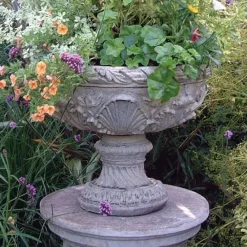 Statues & Sculptures Large|Round-Flemish Vase Stone Garden Planter