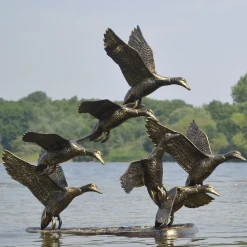 Statues & Sculptures Ducks-Flight of Ducks Life-Size Bronze Metal Garden Statue
