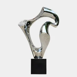 Statues & Sculptures Floor Standing|Table Top-Flow Motion 90cm Silver Metal Indoor Sculpture v1