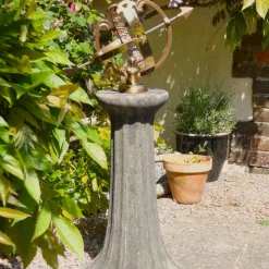 Statues & Sculptures Armillary Sundials-Fluted Armillary 82cm Stone Garden Sundial