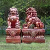 Statues & Sculptures Lions-Foo Dogs 45cm Red Chinese Garden Statues