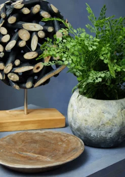 Statues & Sculptures Table Top|Abstract-Forest Orb 35cm Black Wood Indoor Sculpture