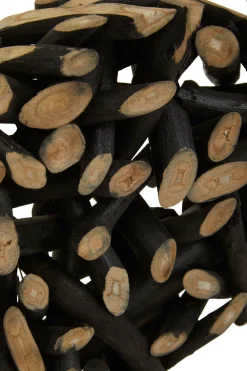 Statues & Sculptures Table Top|Abstract-Forest Orb 35cm Black Wood Indoor Sculpture