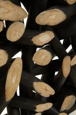 Statues & Sculptures Table Top|Abstract-Forest Orb 50cm Black Wood Indoor Sculpture