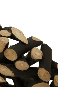 Statues & Sculptures Table Top|Abstract-Forest Orb 50cm Black Wood Indoor Sculpture