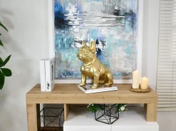 Statues & Sculptures Table Top|Floor Standing-French Bulldog 40cm Gold Resin Indoor Sculpture