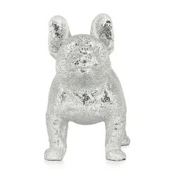Statues & Sculptures Table Top|Floor Standing-French Bulldog 38cm Silver Resin Indoor Sculpture