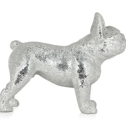 Statues & Sculptures Table Top|Floor Standing-French Bulldog 38cm Silver Resin Indoor Sculpture