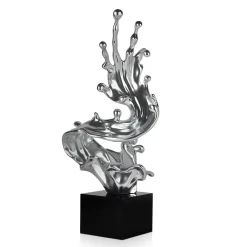 Statues & Sculptures Floor Standing|Abstract-Frozen Motion 86cm Silver Resin Indoor Sculpture
