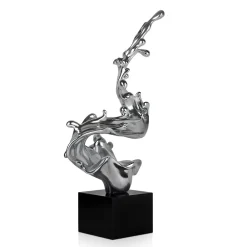 Statues & Sculptures Floor Standing|Abstract-Frozen Motion 86cm Silver Resin Indoor Sculpture