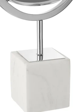 Statues & Sculptures Table Top|Abstract-Galactic Sphere 43cm Silver Metal Indoor Sculpture