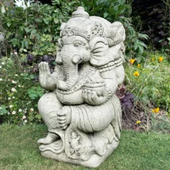 Statues & Sculptures Buddha-Ganesh Stone Garden Statue