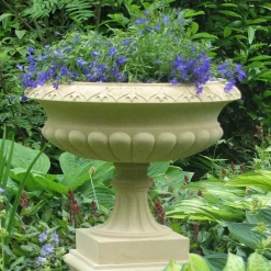 Statues & Sculptures Large|Round-Georgian Tazza Stone Garden Planter