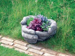 Statues & Sculptures Large|Round-Giant Cupped Hands Stone Garden Planter