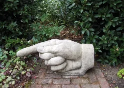 Statues & Sculptures Modern-Giant Hand Pointing Left Stone Garden Statue