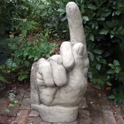 Statues & Sculptures Modern-Giant Hand Pointing Up Stone Garden Statue