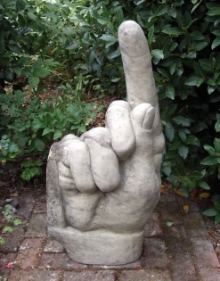 Statues & Sculptures Modern-Giant Hand Pointing Up Stone Garden Statue