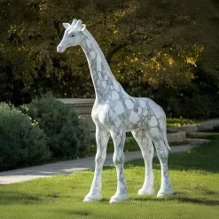 Statues & Sculptures Wildlife|Modern-Gigantic Giraffe 350cm White Marble Garden Statue v1