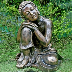 Statues & Sculptures Buddha-Gold Sleeping Deity Marble Resin Garden Ornament