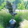 Statues & Sculptures Eagles-Golden Eagle on Sphere Life-Size Bronze Metal Garden Statue