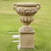 Statues & Sculptures Large|Round-Gordes Vase on Pedestal Stone Garden Planter