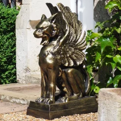 Statues & Sculptures Griffins-Gothic Griffin Bronze Metal Garden Statue