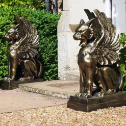 Statues & Sculptures Griffins-Gothic Griffins Bronze Metal Garden Statues