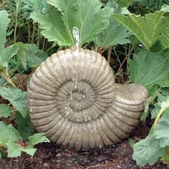 Statues & Sculptures Water Features-Grand Ammonite Fossil Stone Garden Water Feature