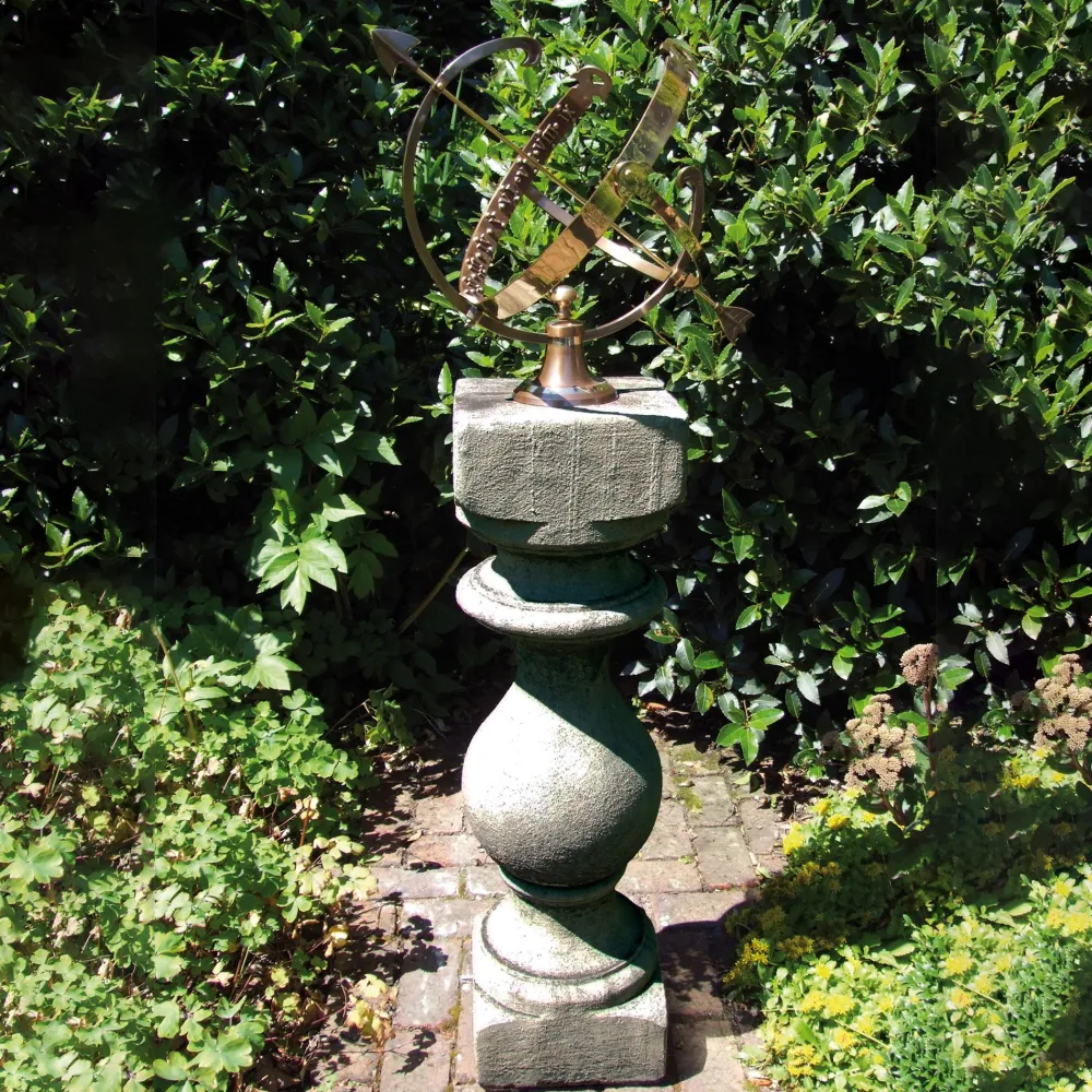 Statues & Sculptures Armillary Sundials-Grand Baluster Armillary Stone Garden Sundial