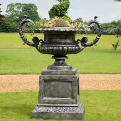 Statues & Sculptures Round-Grand Cheshire Urn Bronze Metal Garden Planter