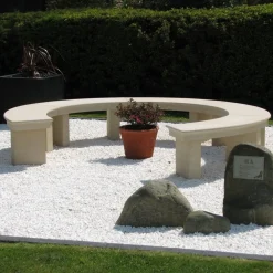 Statues & Sculptures Stone Benches-Grand Curved Modern Stone Garden Bench