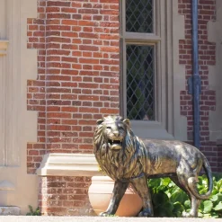 Statues & Sculptures Wildlife|Lions-Grand Lion Left Facing Bronze Metal Garden Statue