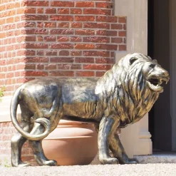 Statues & Sculptures Wildlife|Lions-Grand Lion Right Facing Bronze Metal Garden Statue