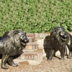 Statues & Sculptures Wildlife|Lions-Grand Lions Bronze Metal Garden Statues