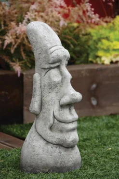 Statues & Sculptures Easter Island Heads-Grandad Easter Island Head Stone Garden Ornament