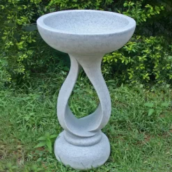 Statues & Sculptures Bird Baths-Grasmere Contemporary Granite Resin Garden Birdbath