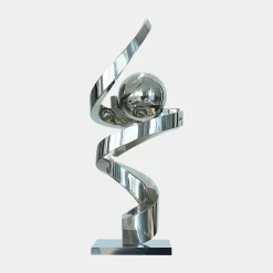 Statues & Sculptures Table Top|Floor Standing-Gravity Sphere 92cm Silver Metal Indoor Sculpture