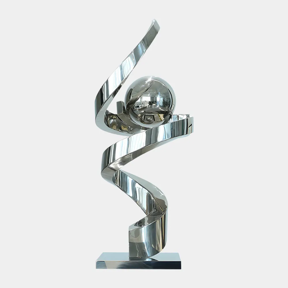 Statues & Sculptures Table Top|Floor Standing-Gravity Sphere 92cm Silver Metal Indoor Sculpture