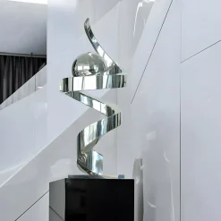 Statues & Sculptures Table Top|Floor Standing-Gravity Sphere 92cm Silver Metal Indoor Sculpture