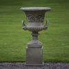 Statues & Sculptures Large|Round-Grecian Stone Garden Planter Urn on Pedestal