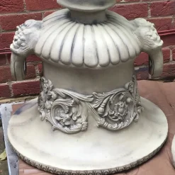 Statues & Sculptures Large|Round-Grecian Stone Garden Planter Urn on Pedestal