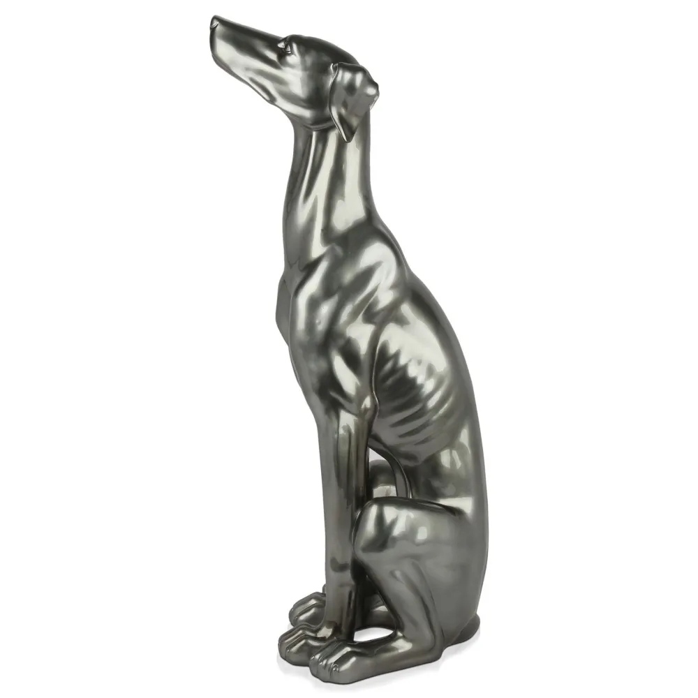 Statues & Sculptures Floor Standing|Animals-Guardian Greyhound 81cm Anthracite Resin Indoor Sculpture