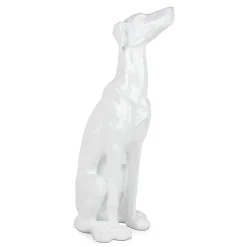 Statues & Sculptures Floor Standing|Animals-Guardian Greyhound 81cm White Resin Indoor Sculpture